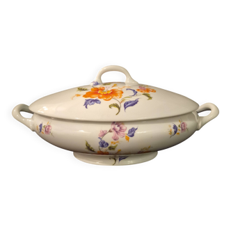 Oval soup tureen in Limoges porcelain, Salmon and Co (A525)