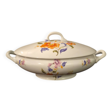 Oval soup tureen in Limoges porcelain, Salmon and Co (A525)