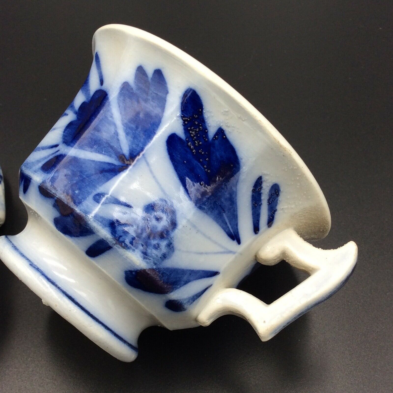 2 cups of café sarreguemines and digoin décor fleuri bleu