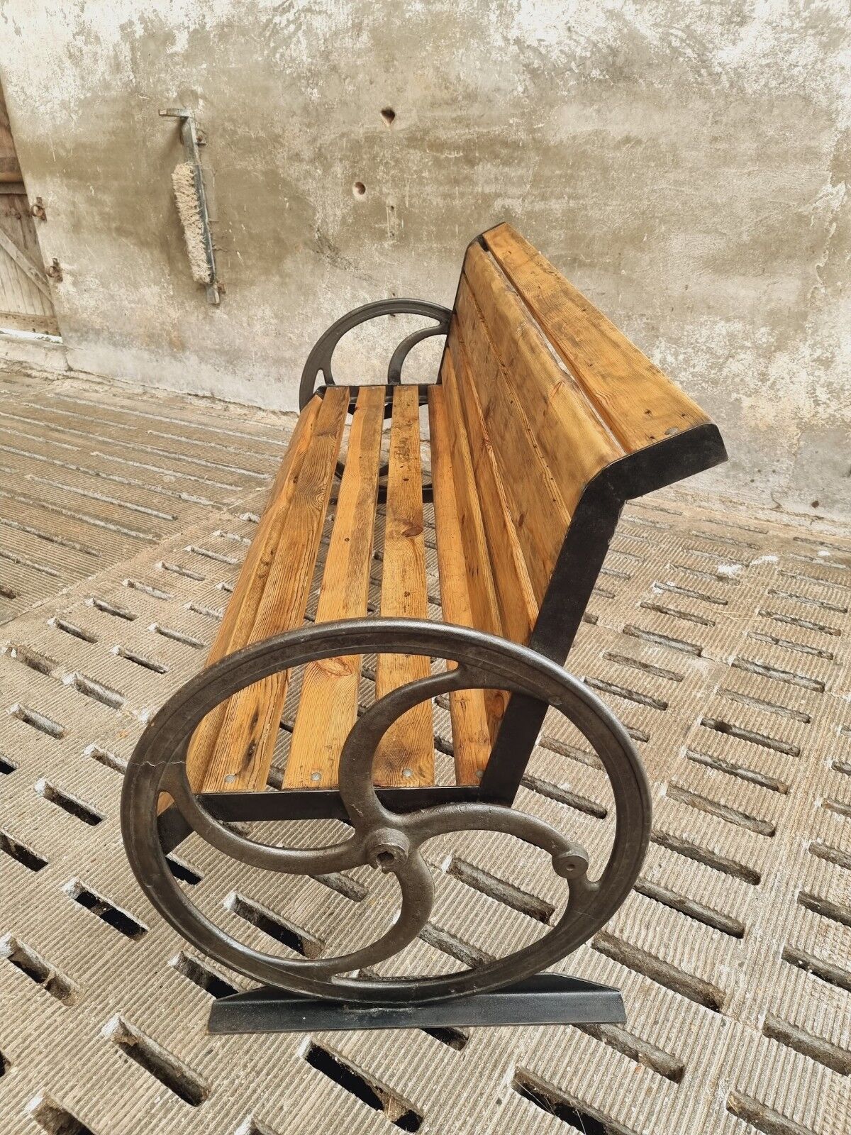 Antique garden bench cast iron with old beams 210 cm