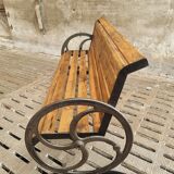 Antique garden bench cast iron with old beams 210 cm