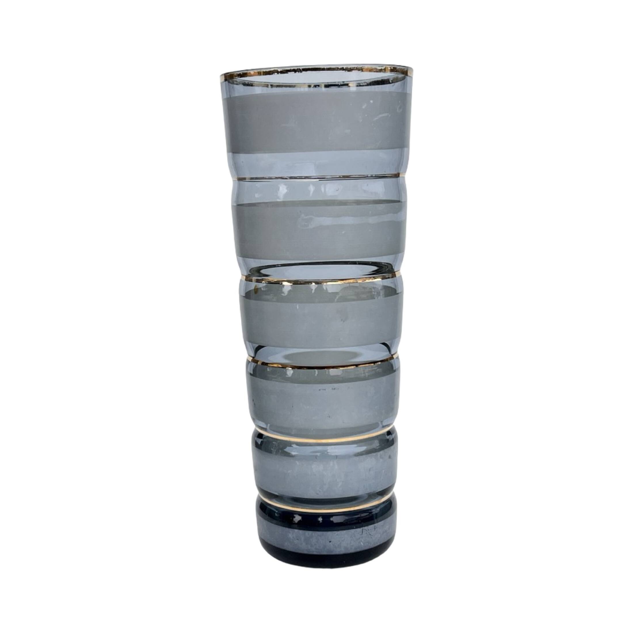 Smoked glass vase with gold stripe decoration, 1960s/1970s.