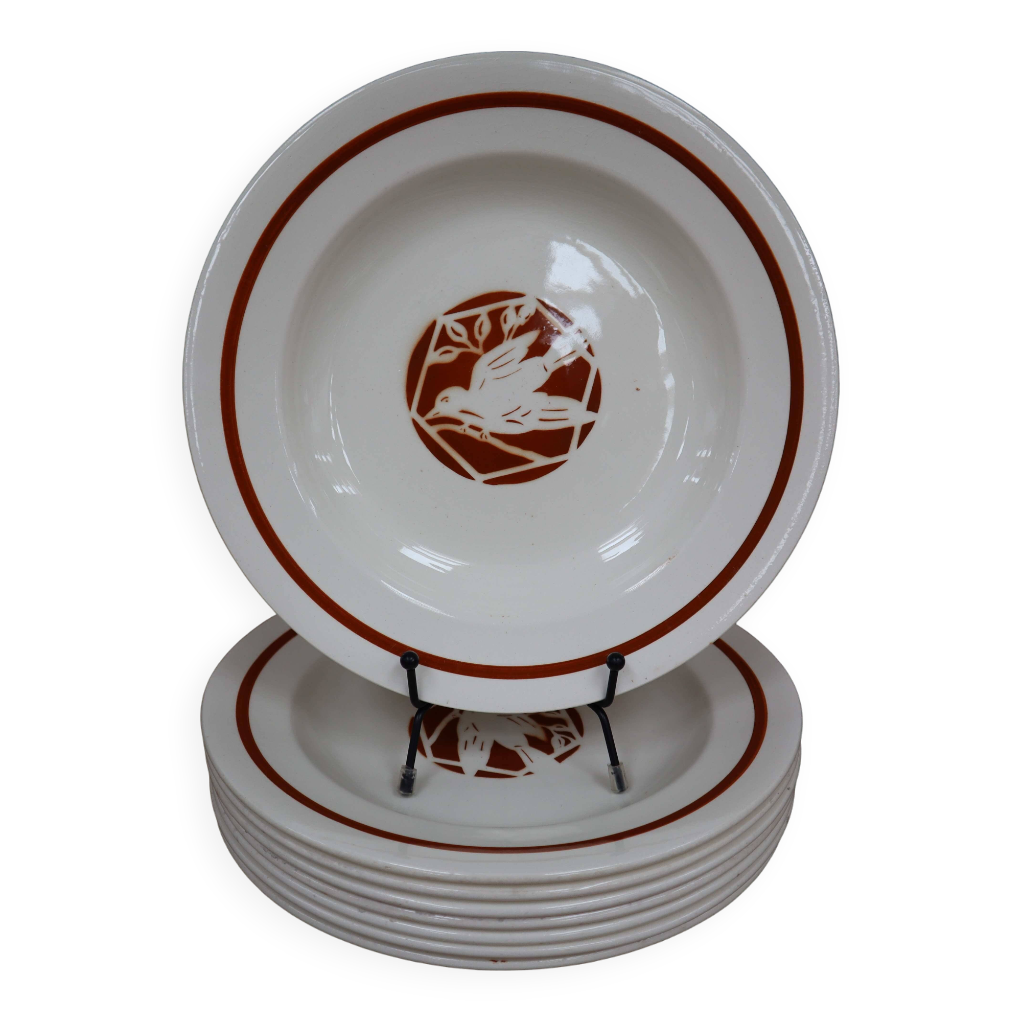 8 deep iron earth plates Salins "Colibri" France