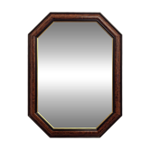 Miroir vintage hexagonal avec cadre en ronce de bois