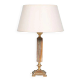 Vintage bedside lamp from the sixties, brass and natural stone Boho.