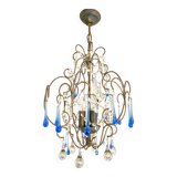 Lustre italien vintage Murano années 60-70, métal doré