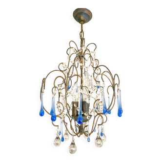 Lustre italien vintage Murano années 60-70, métal doré