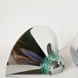 Pair of chrome and blue plexiglass wall lights, Made in Germany, Design, 1970