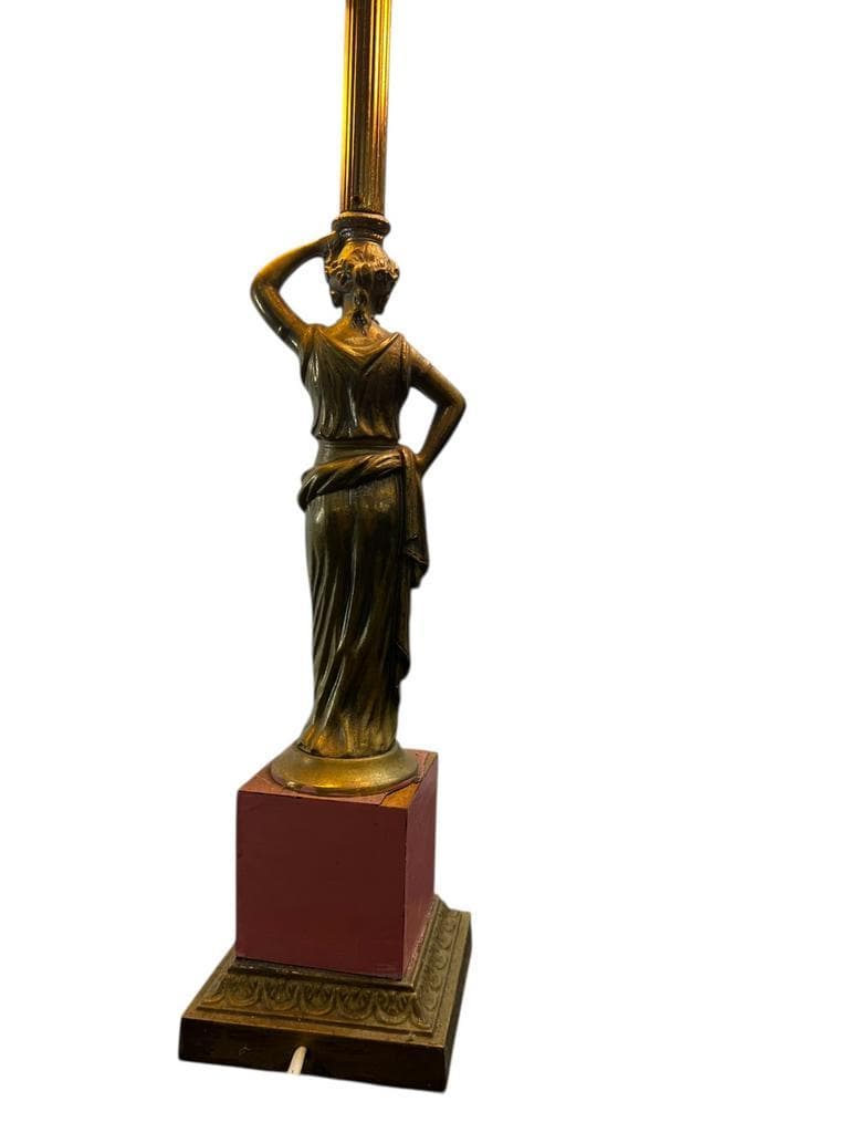 Lampe de table vintage Empire représentant une femme