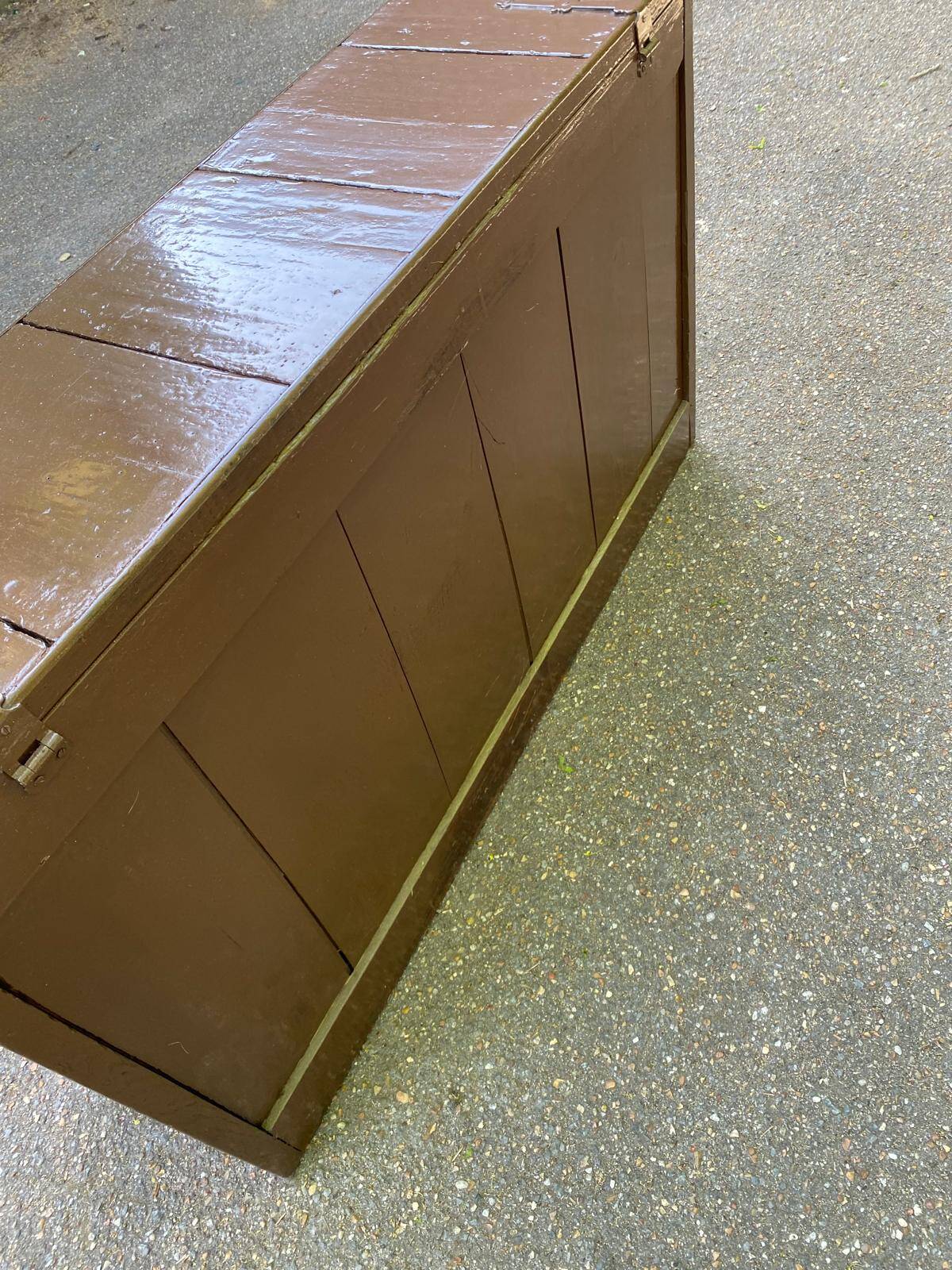 Vintage wooden farmhouse trunk 117x31x68cm