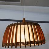 Plafonnier design en teck, années 60-70