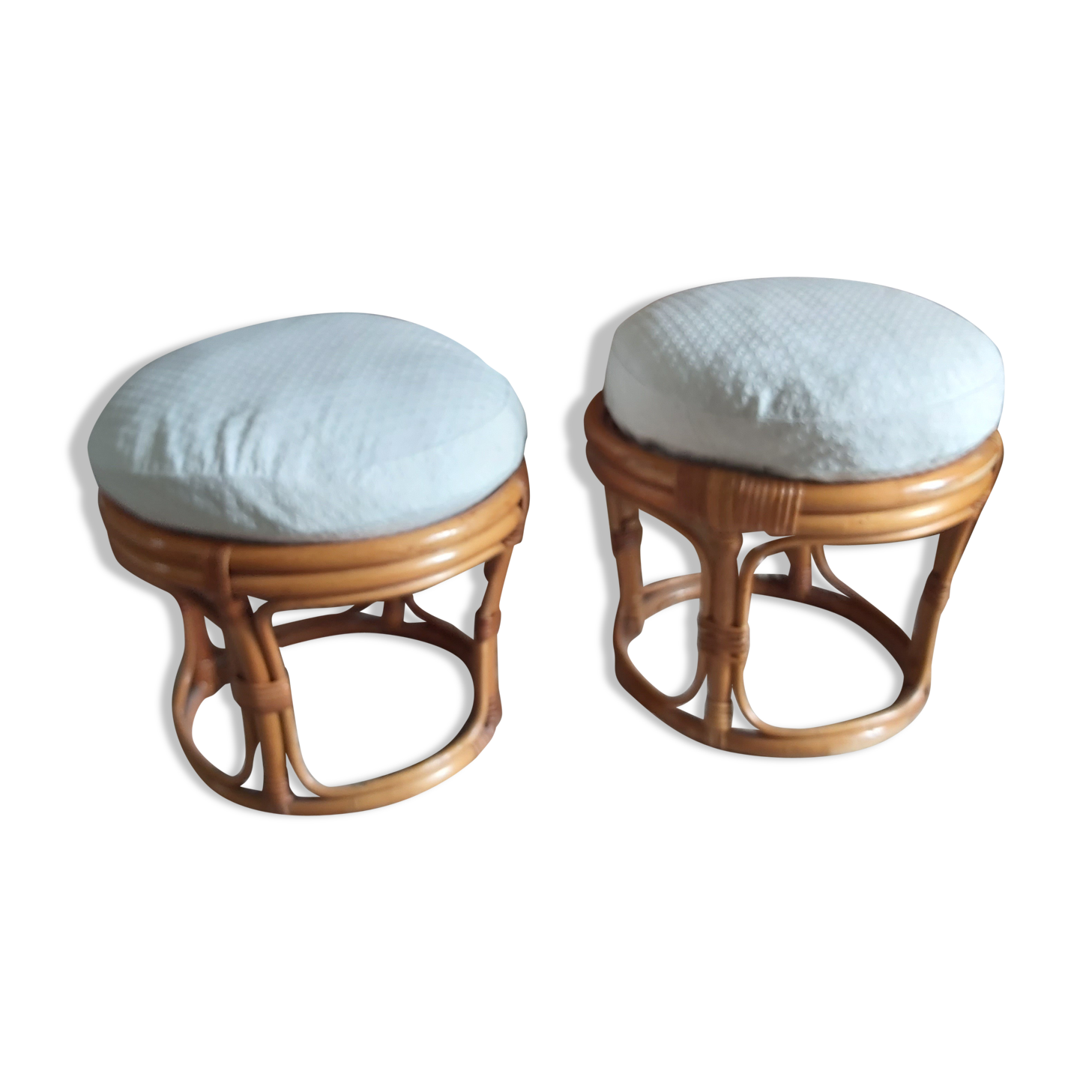 Pair of vintage rattan stools