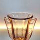 Vase Art déco en cristal Val Saint Lambert rose, série Luxval modèle Romeo, Belgique
