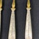 Suite of 3 dessert service elements with silver handles and sprinkler spoon