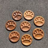 Set of 8 vintage teak plates with compartments