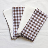Lot de 4 serviettes vichy marron & lin blanc