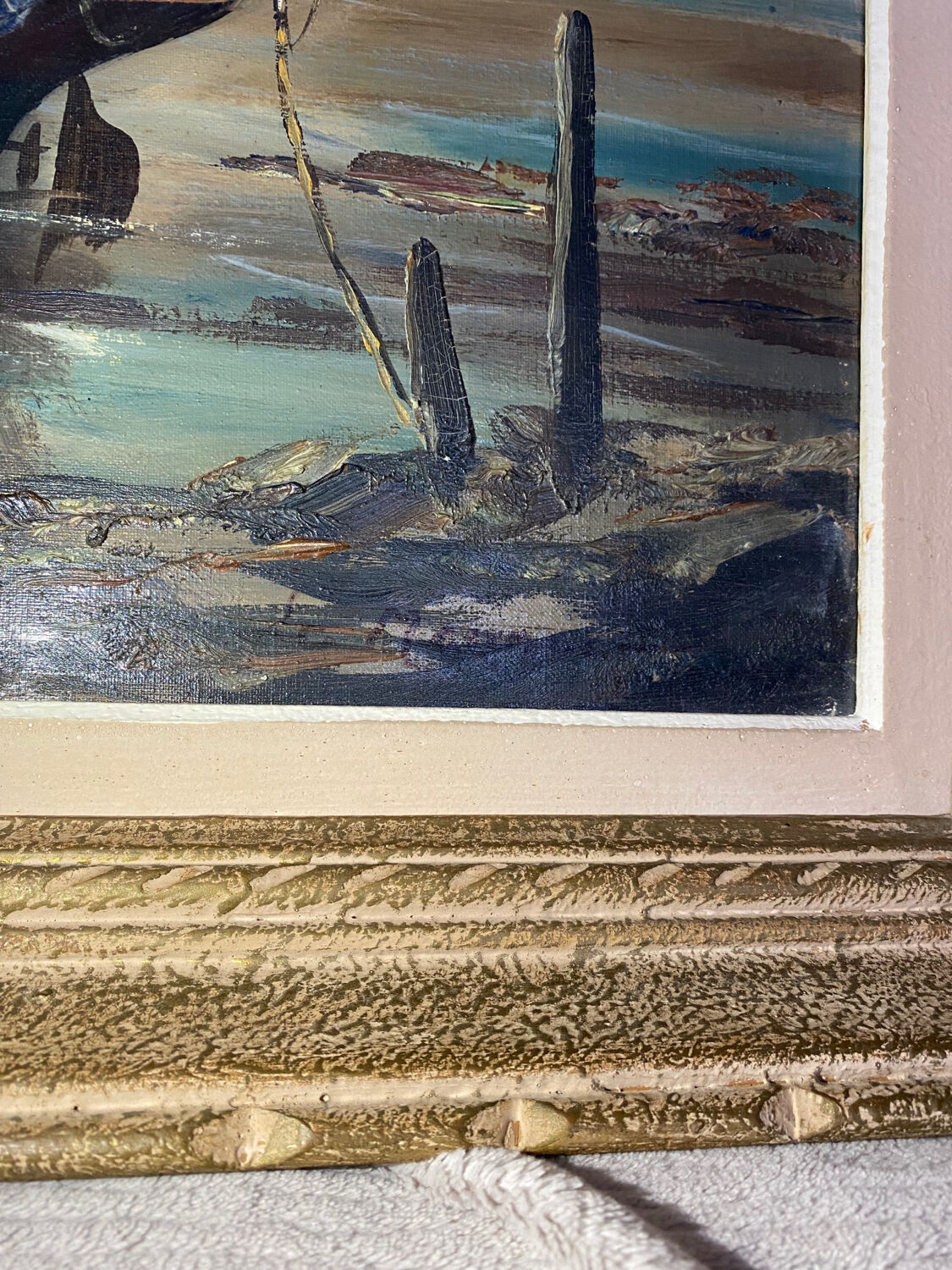 Painting of painted boat Le Mennec