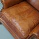 Fauteuil vintage hollandais en cuir cognac