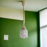 Small mid century clear glass hanging lamp