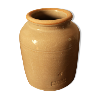 Pot sandstone glazed beige roundness stamp paris