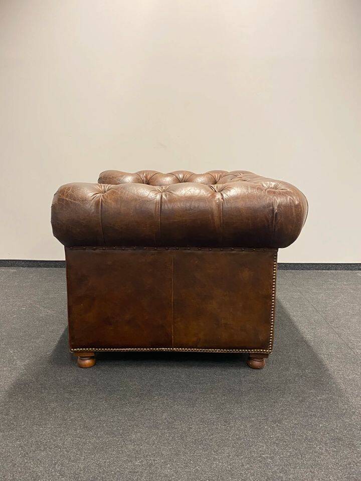 Handcrafted Brown leather Chesterfield Club Armchair