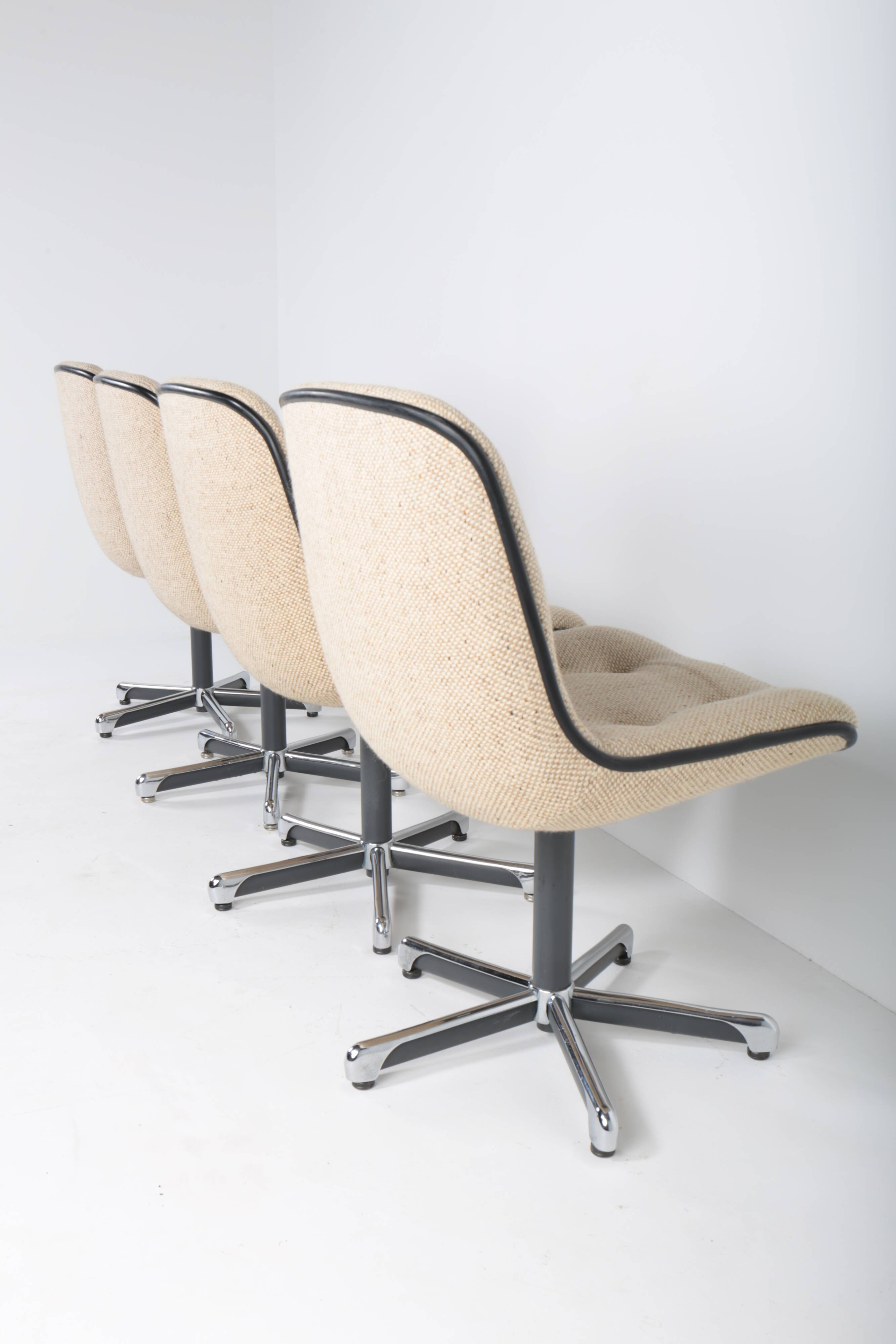 Set of 4 Strafor 451 armchairs by Randall Buck, 1970s