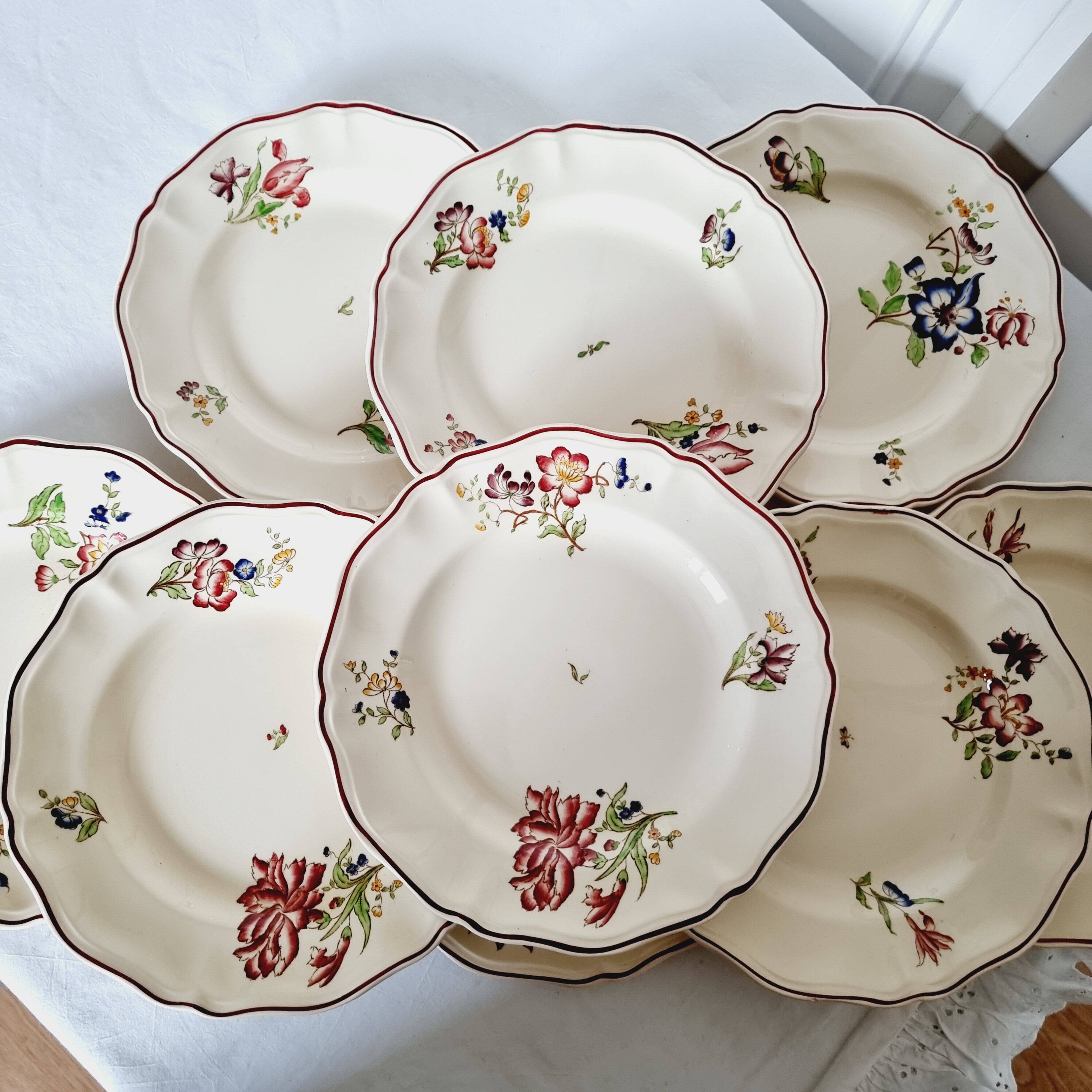 9 Terre de Fer Sarreguemines Flat Plates Rare Model from the Strasbourg Series