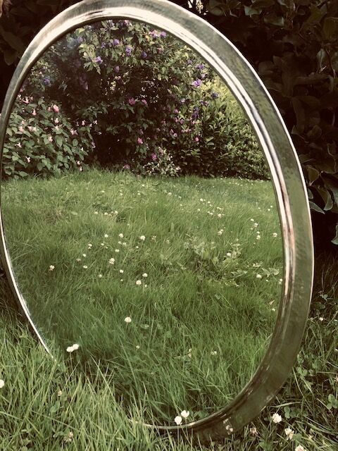 Miroir rond metal martelé 80cm
