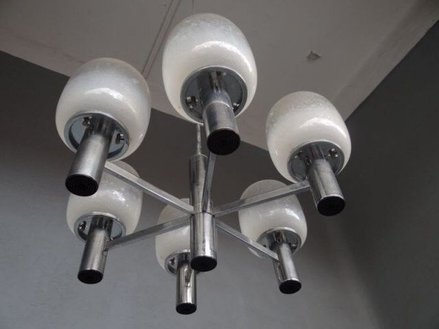 Luster chrome metal and blown glass 1970