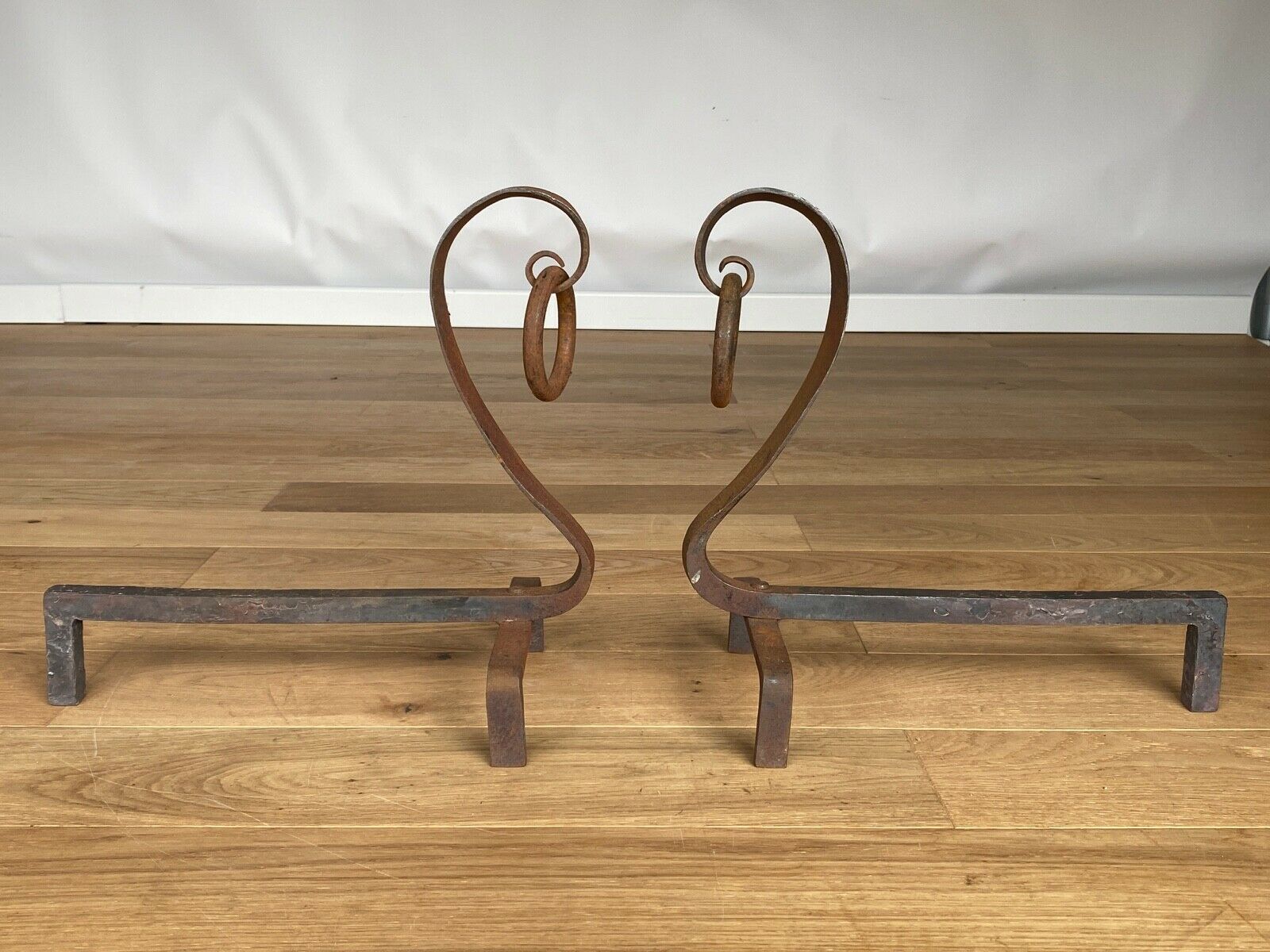 Pair of snake chenets and brutalist rings 1970 raw metal