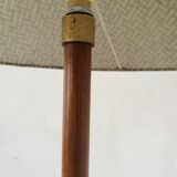 Wood and brass floor lamp