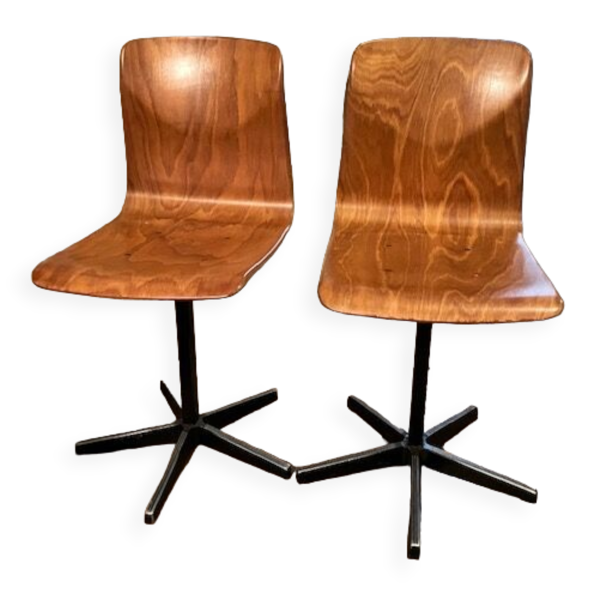 Pair of vintage wood and metal chairs for school desk