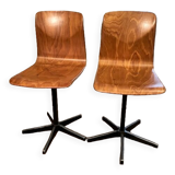 Pair of vintage wood and metal chairs for school desk