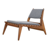 Mid-century hunting chair / lounge chair / Heinz Heger / PGH Erzgebirgisches Kunsthandwerk Annaberg Buchholz / 1960s / oak / GDR