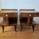 Pair of Art Deco bedside tables with flame veining, 1930s.