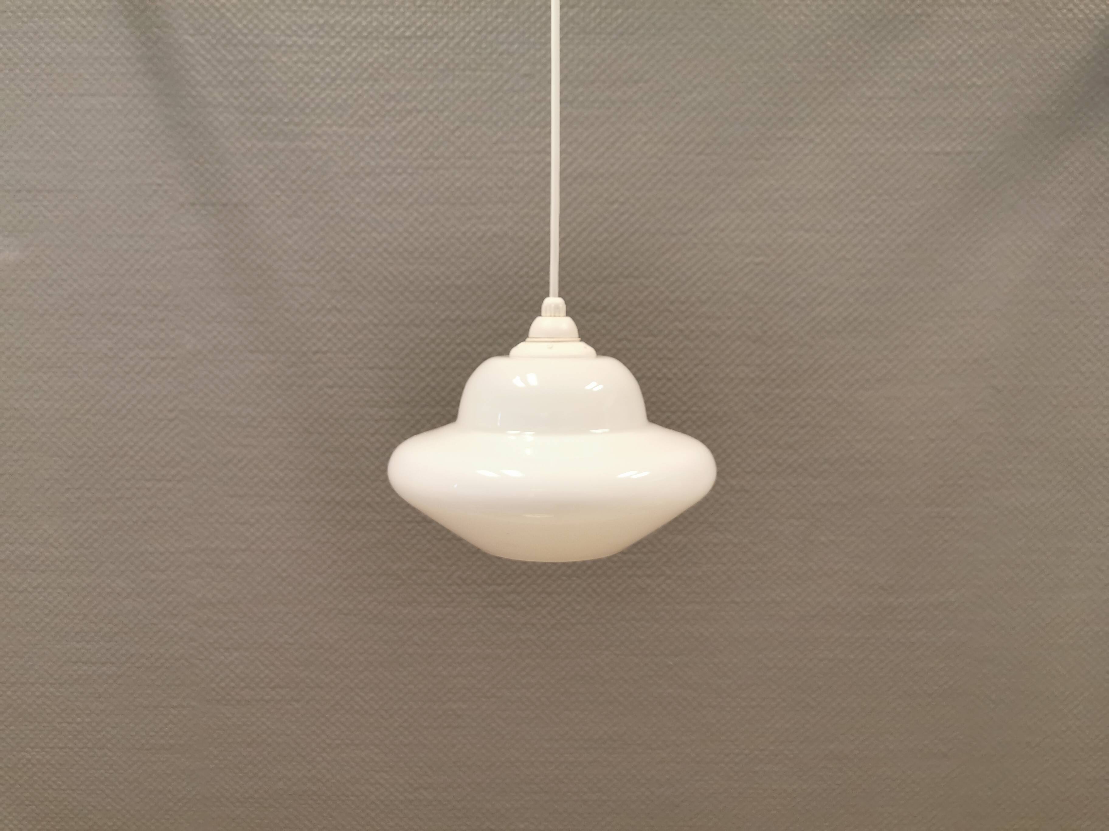 Small hanging lamp in white opal glass