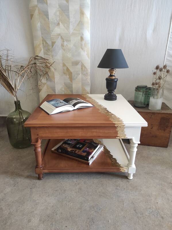 White and gold leaf coffee table