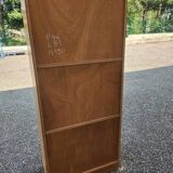 Secrétaire, bibliothèque vintage en rotin et chêne