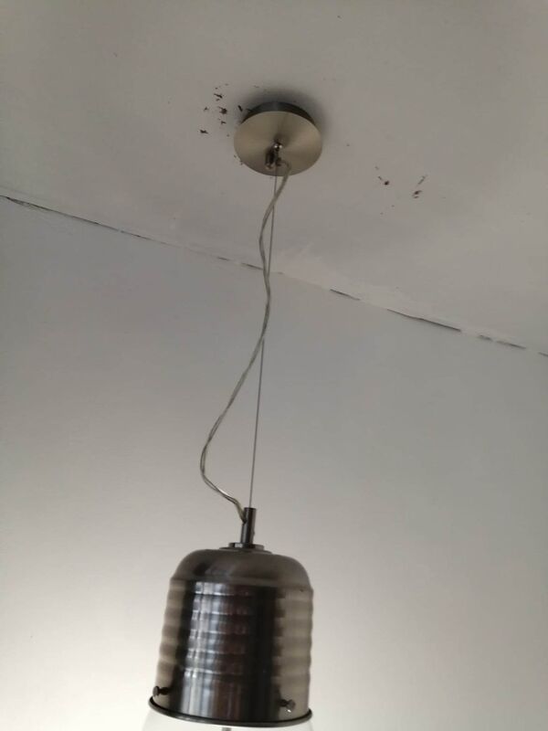 Suspension années 80 grosse ampoule en verre soufflé