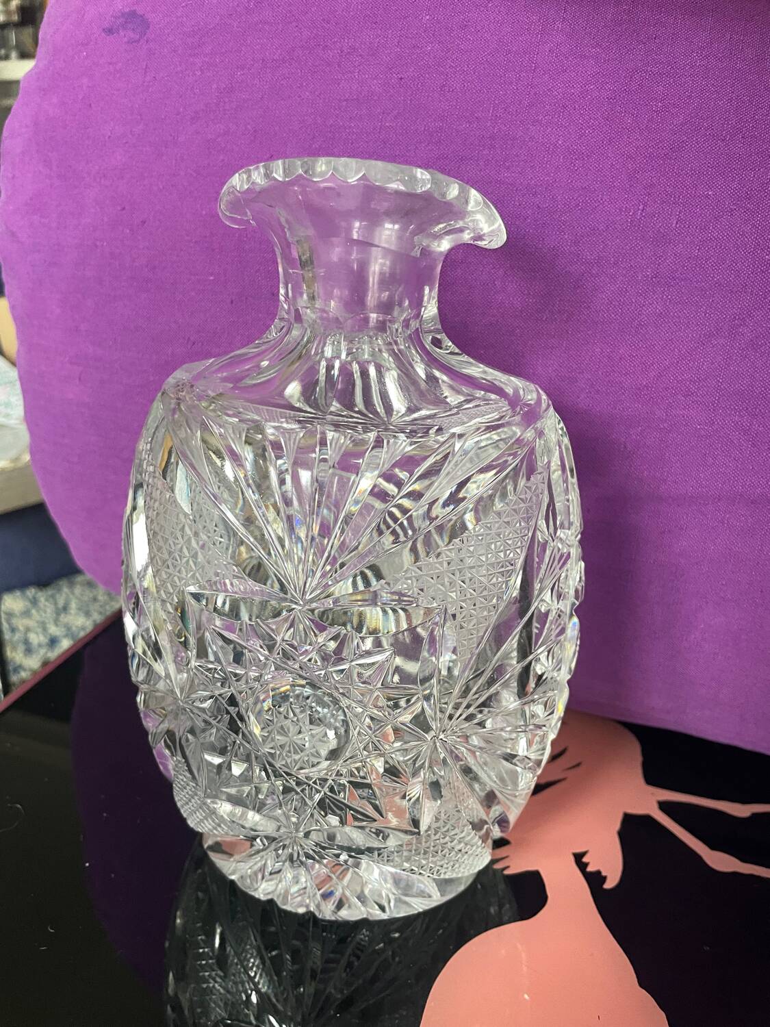 Bohemian crystal decanter and 4 glasses