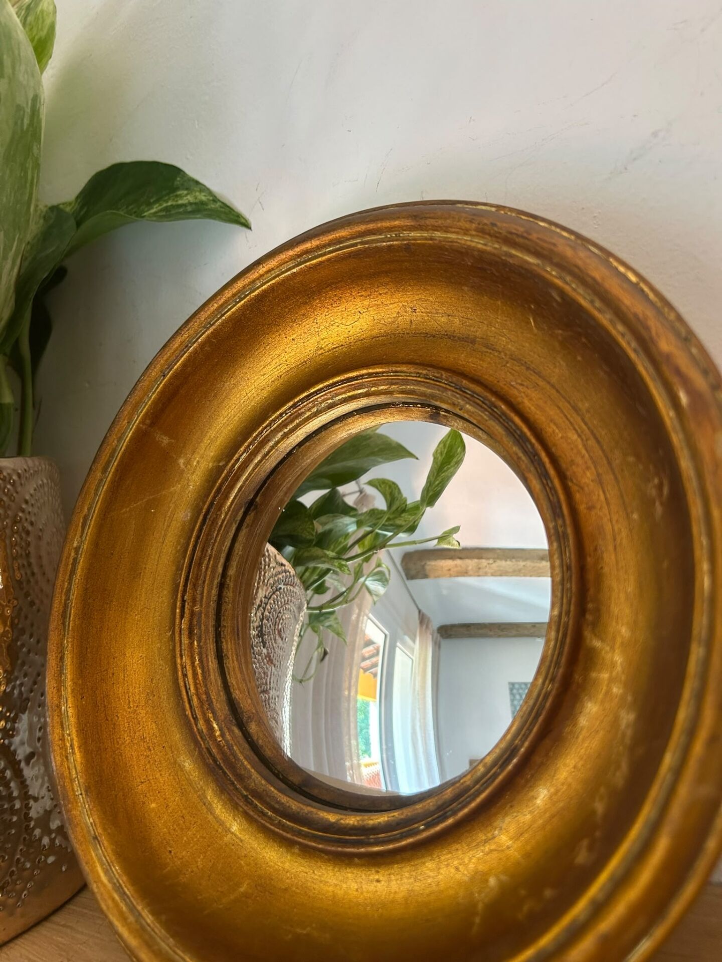 Miroir convexe rond doré miroir de sorcière
