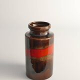 Mid-century Modern Fat Lava Red and Brown Stoneware Vase by Scheurich, W Germany