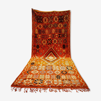 Tapis vintage berbère marocain tissé à la main rectangle couleurs Safran, 380x170 cm