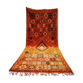 Tapis vintage berbère marocain tissé à la main rectangle couleurs Safran, 380x170 cm