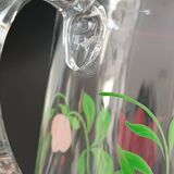 Carafe and four glasses in painted crystal, Hartzviller crystal factory, 1970