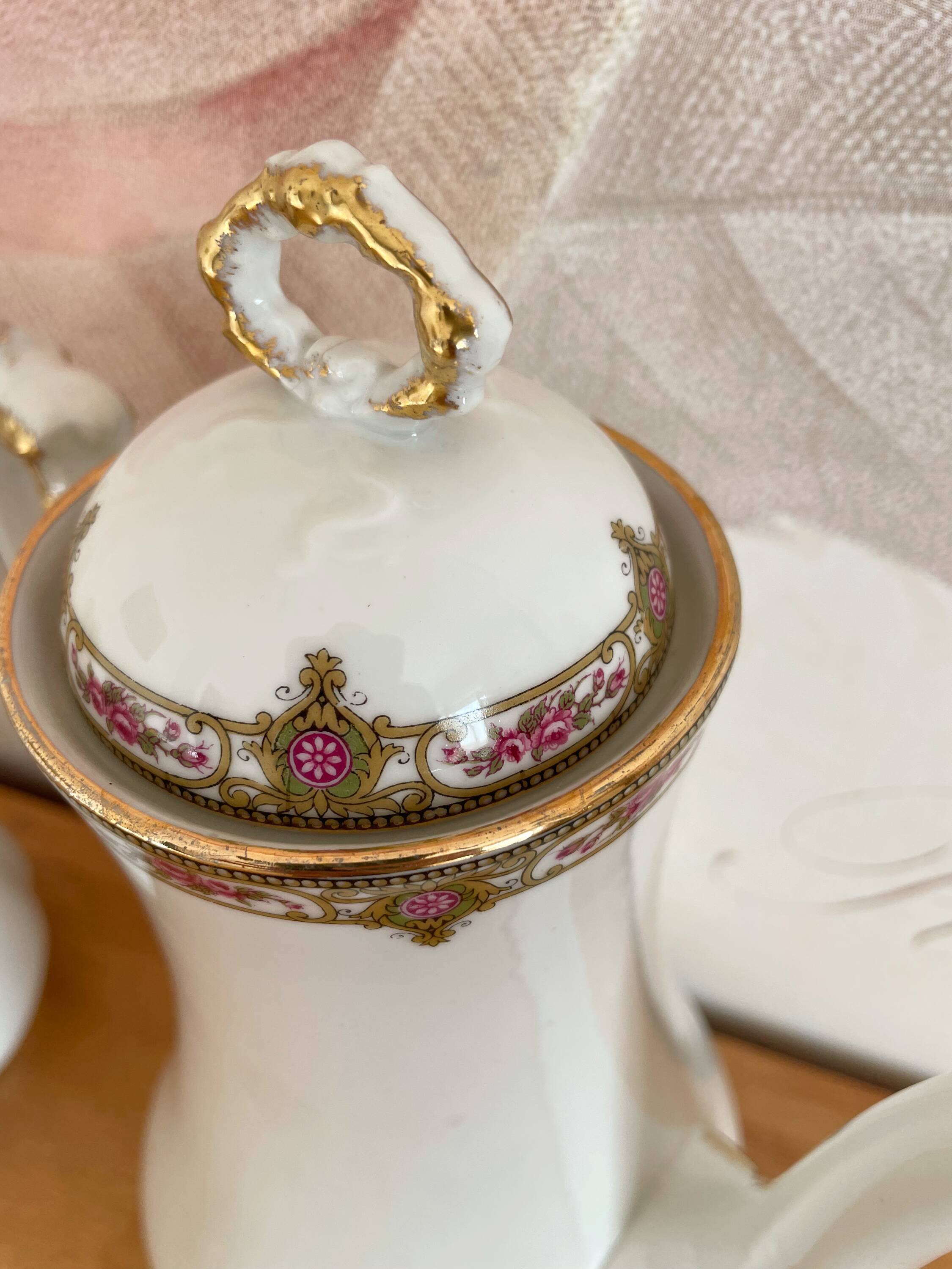 Coffee service in porcelain vignaud limoges - 1950