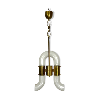 Carlo Nason for Mazzega, brass and pulegoso glass chandelier from 70s