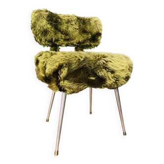70s Pelfran chair with green fur