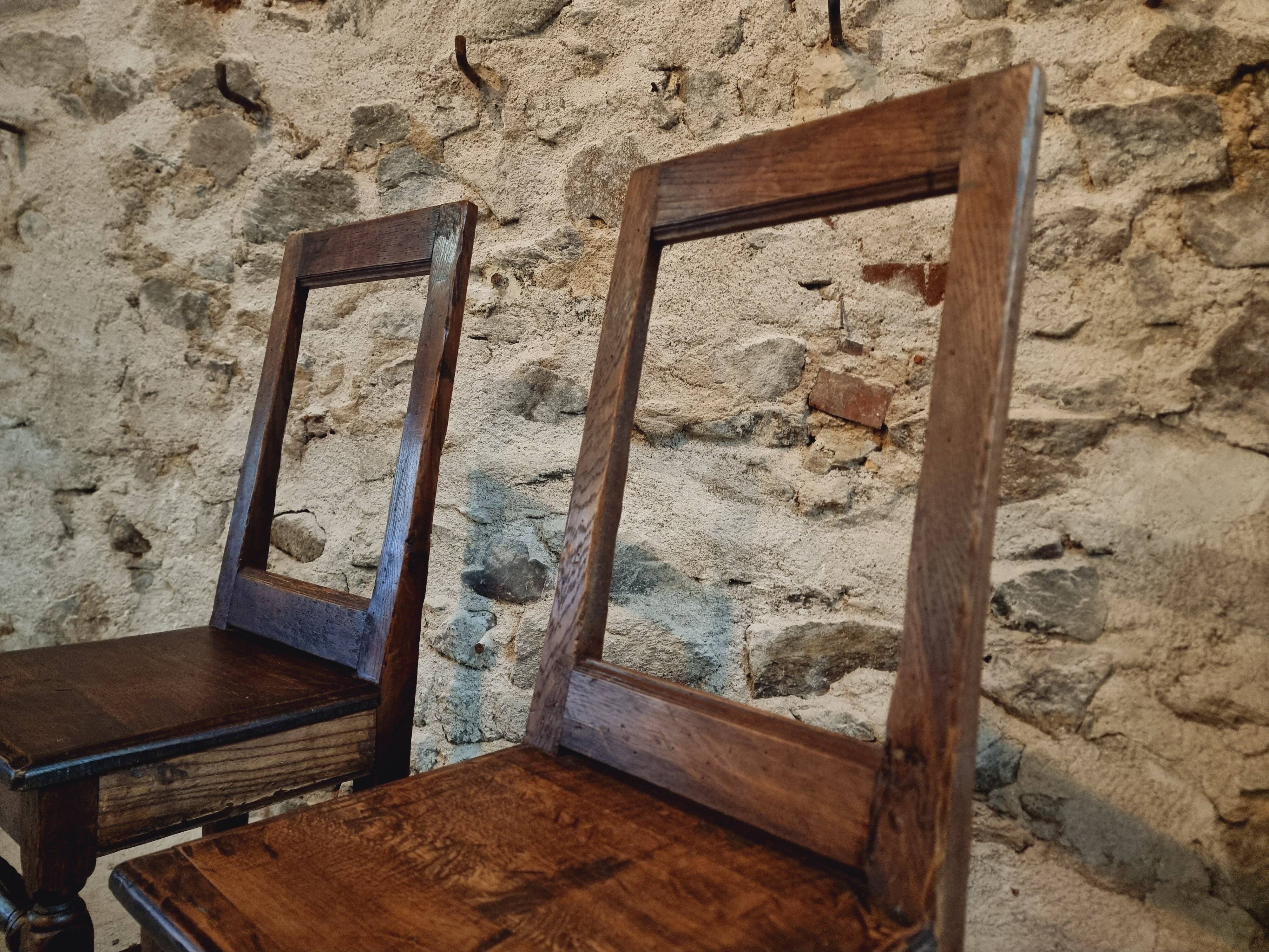 Set of 2 Antique Oak Chairs – 19th Century, Auvergne