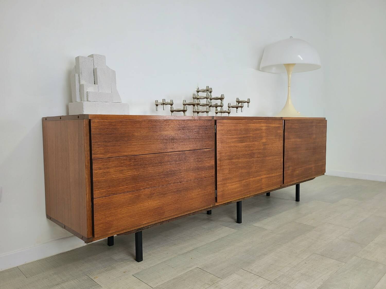 Vintage ARP sideboard in teak 1960s design Guariche Minvielle